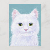 Cute White Cat met groene ogen briefkaart (Voorkant)