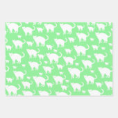 Cute White Cat Pattern, Green Background Inpakpapier Vel (Voorkant)