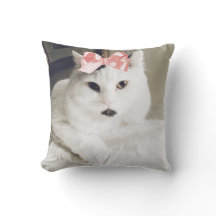 Cute White Cat Pet Custom Photo Sierkussen