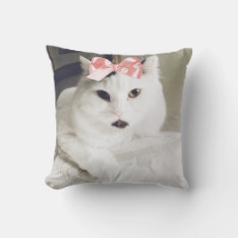 Cute White Cat Pet Custom Photo Sierkussen