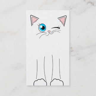 Cute White Cat Pet Sitting Service Visitekaartje