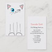 Cute White Cat Pet Sitting Service Visitekaartje (Voorkant / Achterkant)