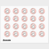 Cute White Cat Pink Handgemaakt met liefde Dank je Ronde Sticker (Vel)