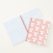Cute White Cat Pink Patroon Notitieboek (Binnen)