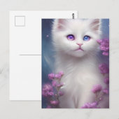 Cute White Cat Portrait Briefkaart (Voorkant / Achterkant)