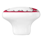 Cute White Cat Red Keramische Knop (Zijkant)