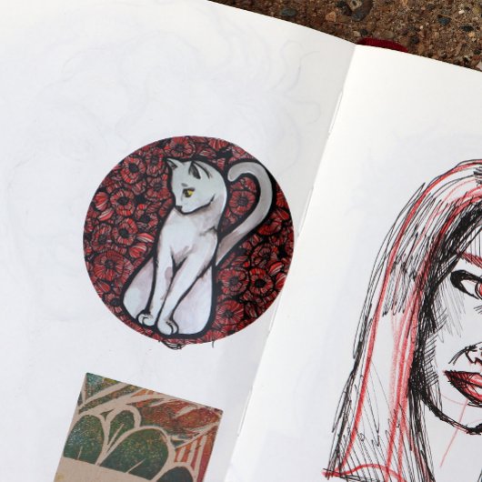 Cute White Cat Ronde Sticker