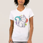 Cute White Cat Sitting Graphic Tee T-shirt (Voorkant)