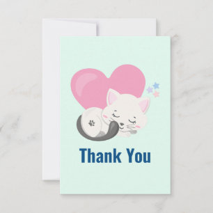 Cute White Cat Slaping Dank je Bedankkaart