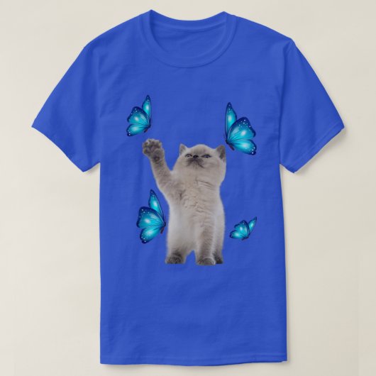 Cute White Cat With Butterfly Cat adoption For Cat T-shirt (Design voorkant)