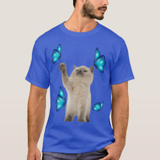 Cute White Cat With Butterfly Cat adoption For Cat T-shirt