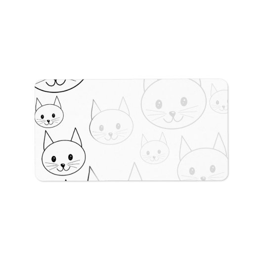 Cute White Cats Pattern. Etiket (Voorkant)