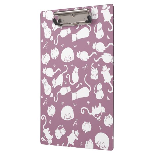 Cute White Cats Pattern on Mauve Background Klembord (Links)