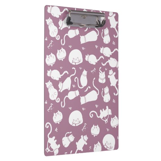 Cute White Cats Pattern on Mauve Background Klembord (Rechts)