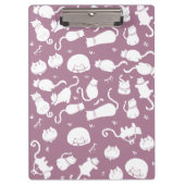 Cute White Cats Pattern on Mauve Background Klembord (Voorkant)