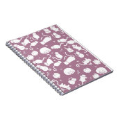Cute White Cats Pattern on Mauve Background Notitieboek (Rechterzijde)