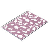 Cute White Cats Pattern on Mauve Background Notitieboek (Linkerzijde)