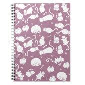 Cute White Cats Pattern on Mauve Background Notitieboek (Voorkant)