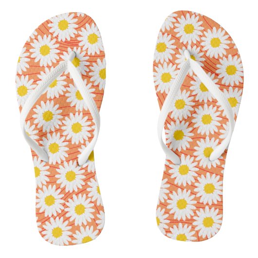 Cute White Chamomile Oranje Girl Teenslippers (Voetbed)