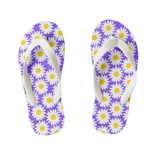 Cute White Chamomile Paarse Girl Teenslippers (Voetbed)