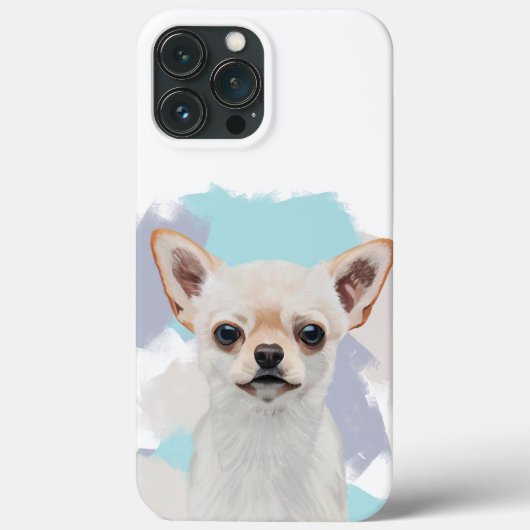 Cute White Chihuahua Abstract Blue Case-Mate iPhone Case (Achterkant)