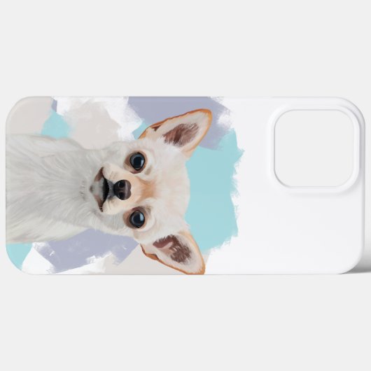 Cute White Chihuahua Abstract Blue Case-Mate iPhone Case (Achterkant (horizontaal))
