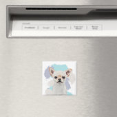 Cute White Chihuahua Abstract Blue Magneet (Insitu (Vaatwasser))