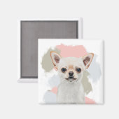 Cute White Chihuahua Abstract Pink Magneet (Voorkant / Achterkant)