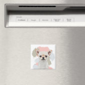 Cute White Chihuahua Abstract Pink Magneet (Insitu (Vaatwasser))