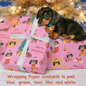Cute White Christmas Dachshund Merry Woofmas Cadeaupapier