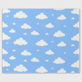 Cute white clouds pattern sky blue seamless wrappi cadeaupapier (Vlak)