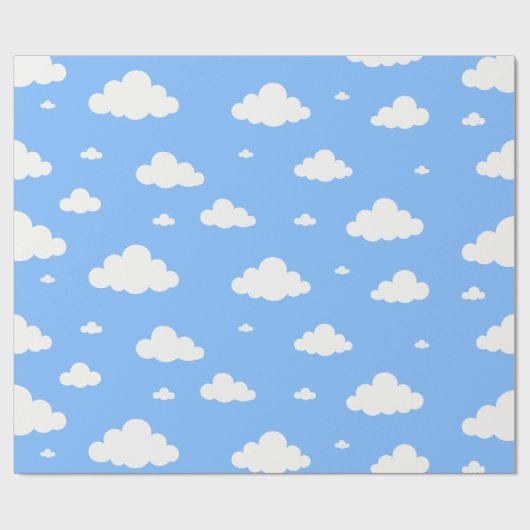 Cute white clouds pattern sky blue seamless wrappi cadeaupapier (Vlak)