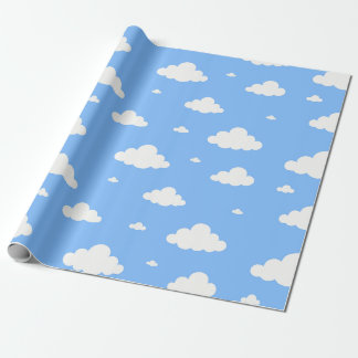 Cute white clouds pattern sky blue seamless wrappi cadeaupapier