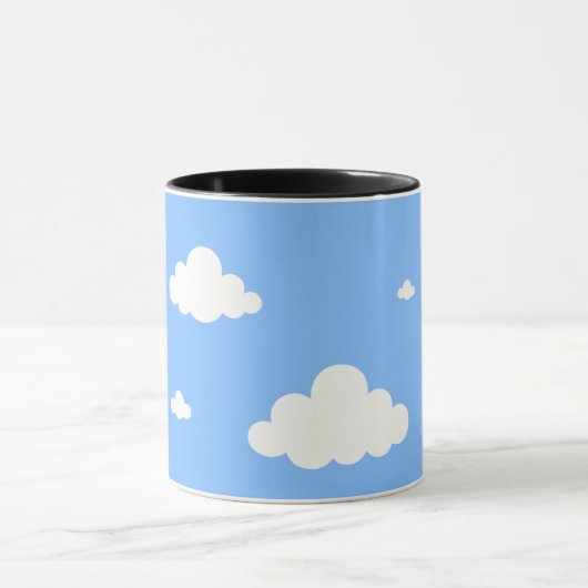 Cute white clouds seamless pattern sky blue coffee mok (Midden)