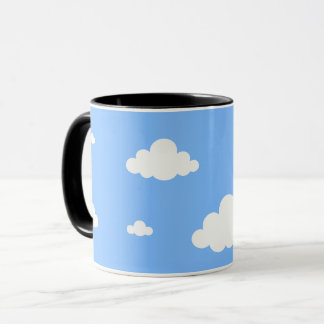 Cute white clouds seamless pattern sky blue coffee mok