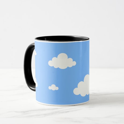 Cute white clouds seamless pattern sky blue coffee mok (Voorkant links)