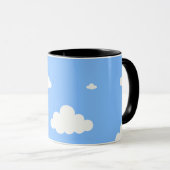 Cute white clouds seamless pattern sky blue coffee mok (Voorkant rechts)