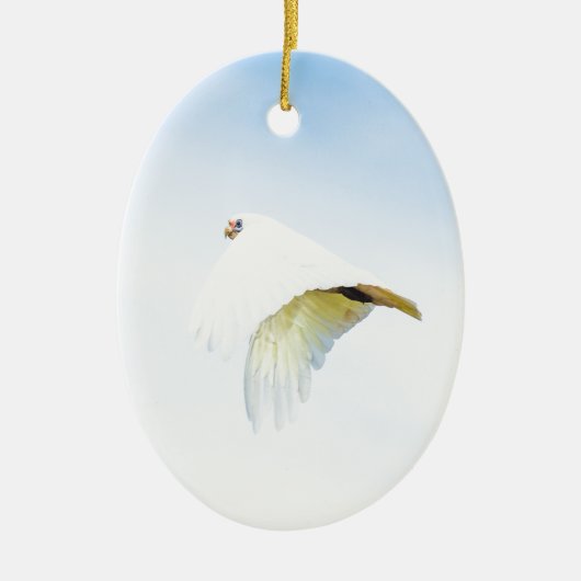 Cute white Cockato in flight Australia Keramisch Ornament (Voorkant)