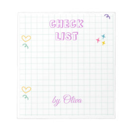 Cute White & Colorful Gingham Pattern Notitieblok