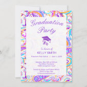 Cute white colorful paisley graduparty kaart (Voorkant)