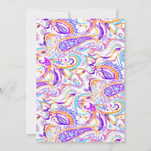 Cute white colorful paisley graduparty kaart (Achterkant)