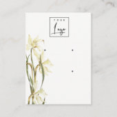Cute White Daffodil Floral 2 Logo oorring display Visitekaartje (Voorkant)