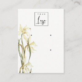 Cute White Daffodil Floral 2 Logo oorring display Visitekaartje