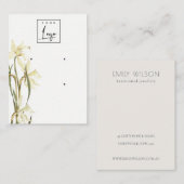 Cute White Daffodil Floral 2 Logo oorring display Visitekaartje (Voorkant / Achterkant)