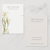 Cute White Daffodil Floral Ketting Display Visitekaartje (Voorkant / Achterkant)