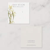 Cute White Daffodil Floral Stud Earning Display Vierkante Visitekaartje (Voorkant / Achterkant)