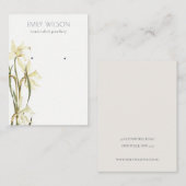 Cute White Daffodil Floral Stud Earning Display Visitekaartje (Voorkant / Achterkant)