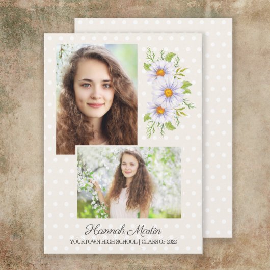 Cute White Daisies Gradues Party Foto Kaart