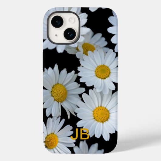 Cute White Daisy Flowers Monogram Case-Mate iPhone Case (Achterkant)
