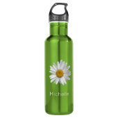Cute White Daisy Monogram Floral Waterfles (Voorkant)